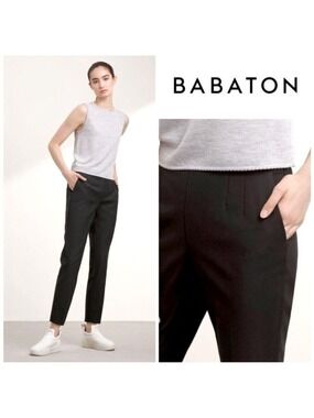 Aritzia Babaton Ralph Pant in Black Pants Trousers Split Hem Side Zip Size 8